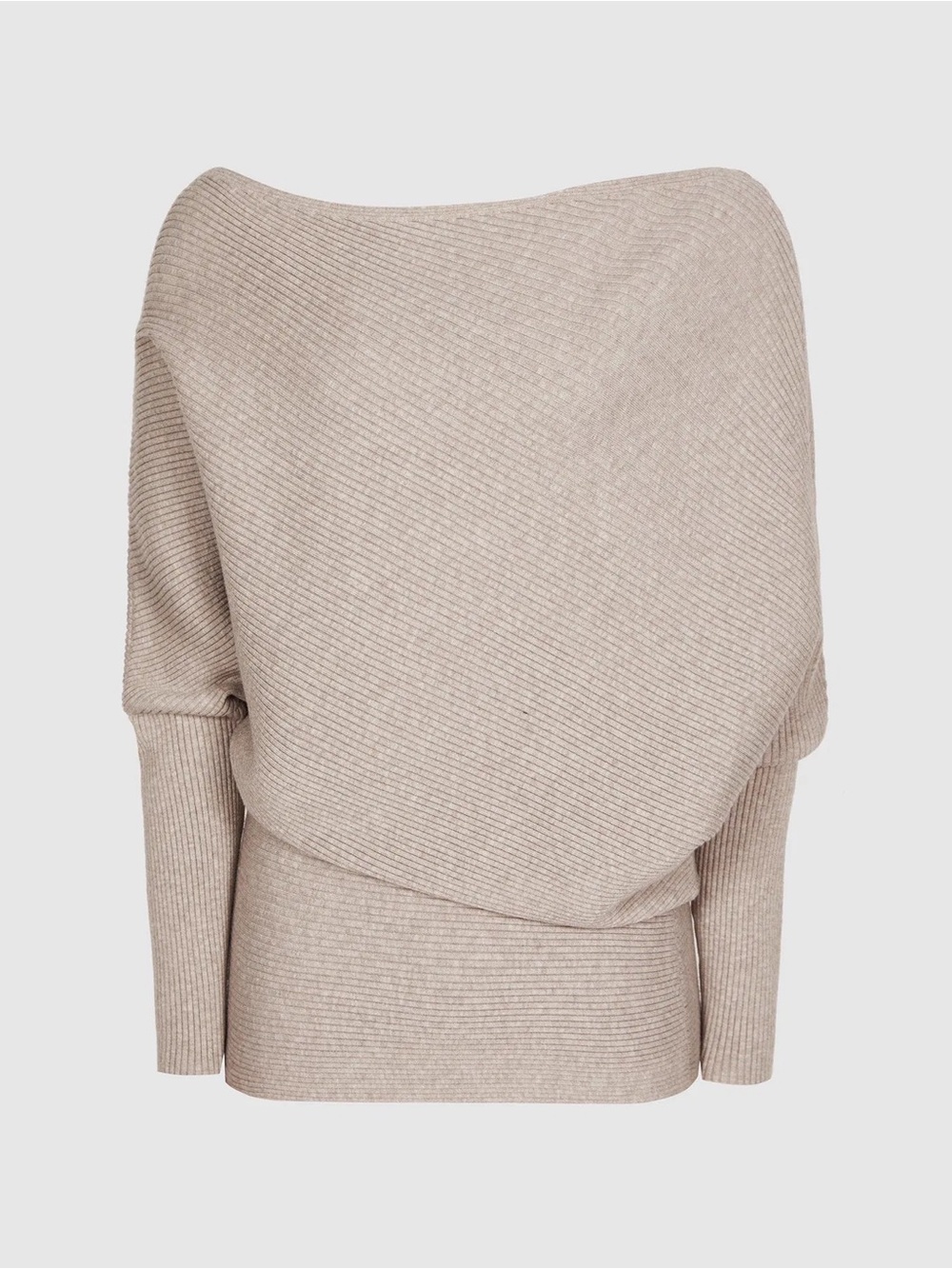 REISS Lorna Asymmetrical Top — Stone — XS